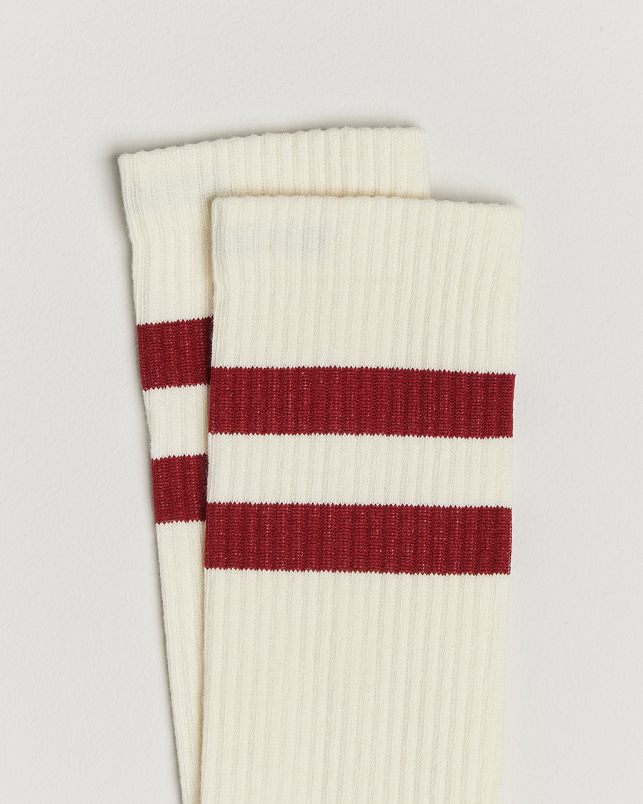 Men | Underwear & Socks | Sweyd | Two Stripe Cotton Socks White/Red