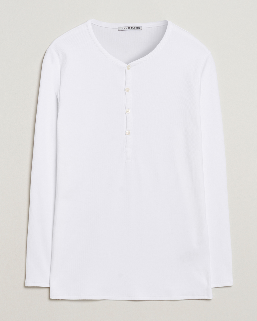 Men | Sweaters & Knitwear | Tiger of Sweden | Roye Long Sleeve Henley Pure White