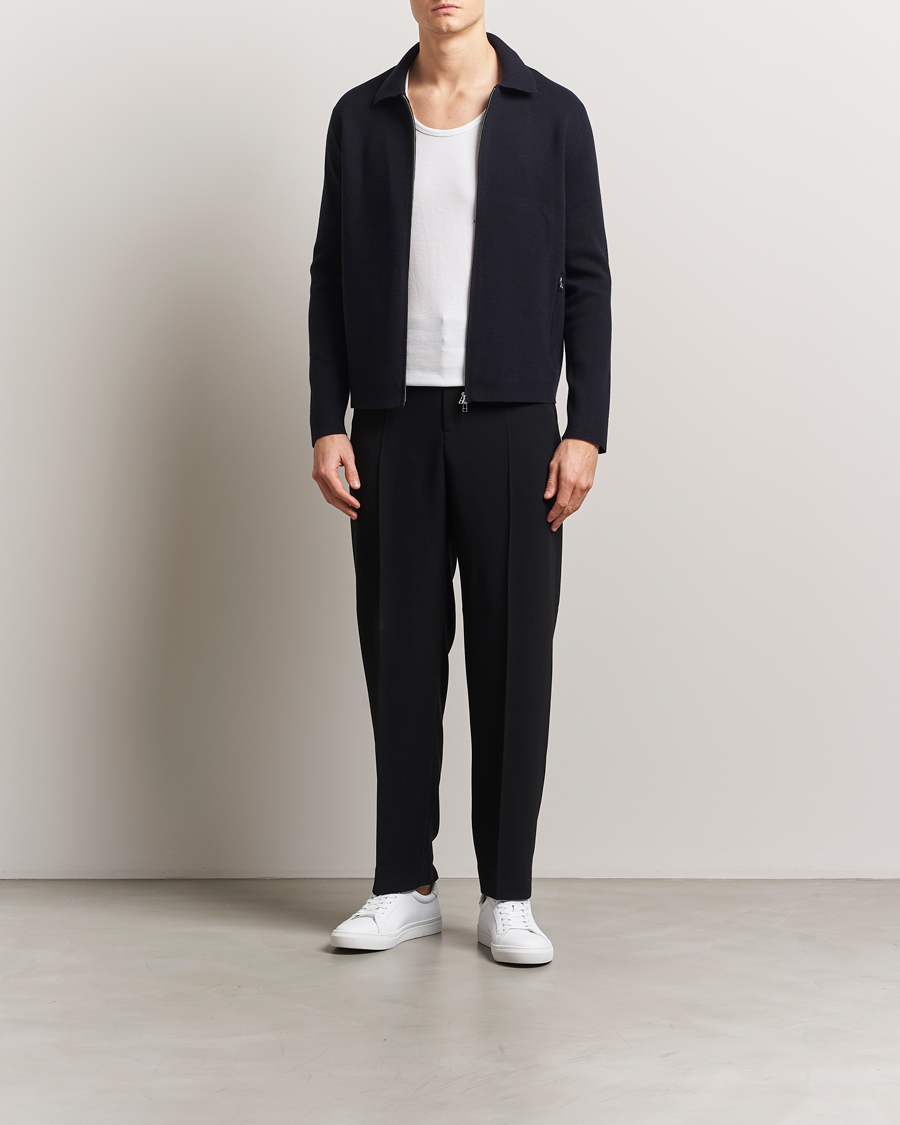 Men | Sweaters & Knitwear | Tiger of Sweden | Celyn Cotton/Wool Full Zip Light Ink