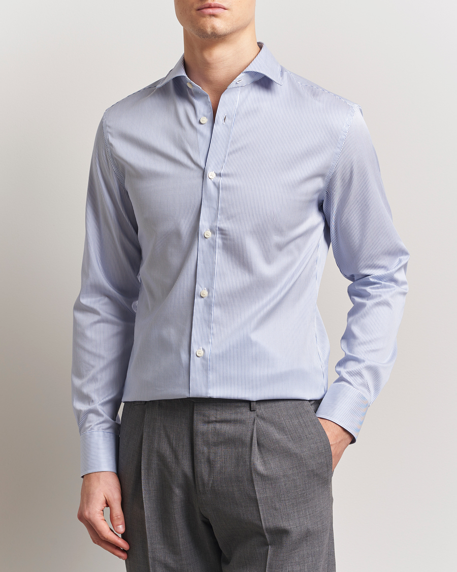 Men | Shirts | Tiger of Sweden | Adley Cotton Striped Shirt Blue