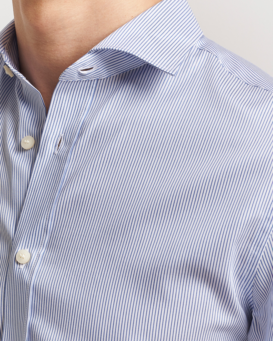 Men | Shirts | Tiger of Sweden | Adley Cotton Striped Shirt Blue