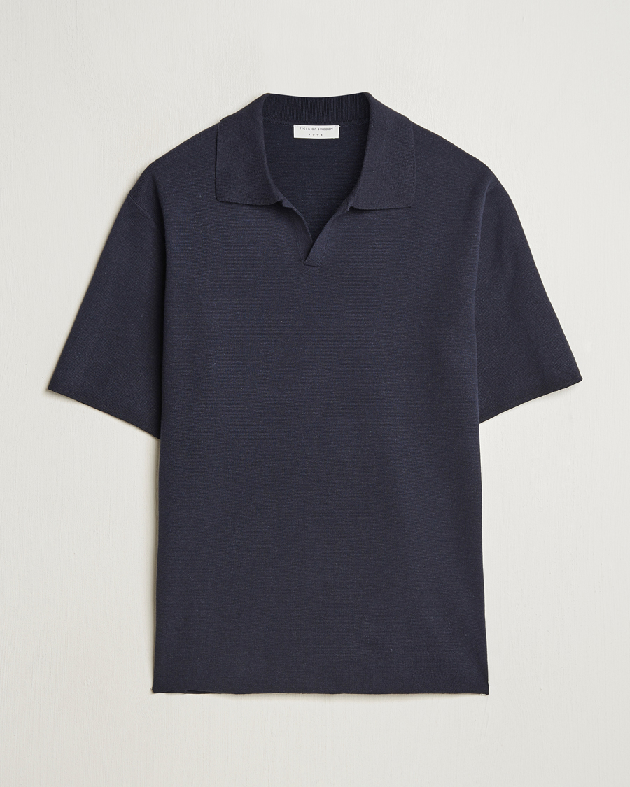 Men | Polo Shirts | Tiger of Sweden | Maelon Cotton/Linen Polo Light Ink