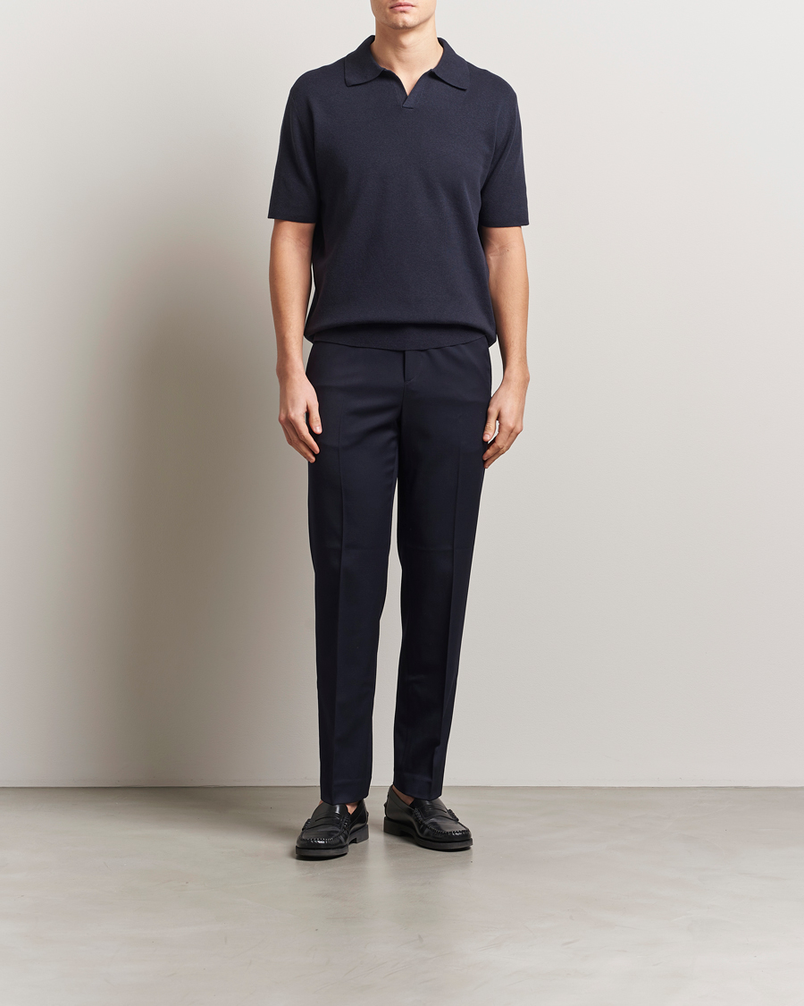 Men | Polo Shirts | Tiger of Sweden | Maelon Cotton/Linen Polo Light Ink