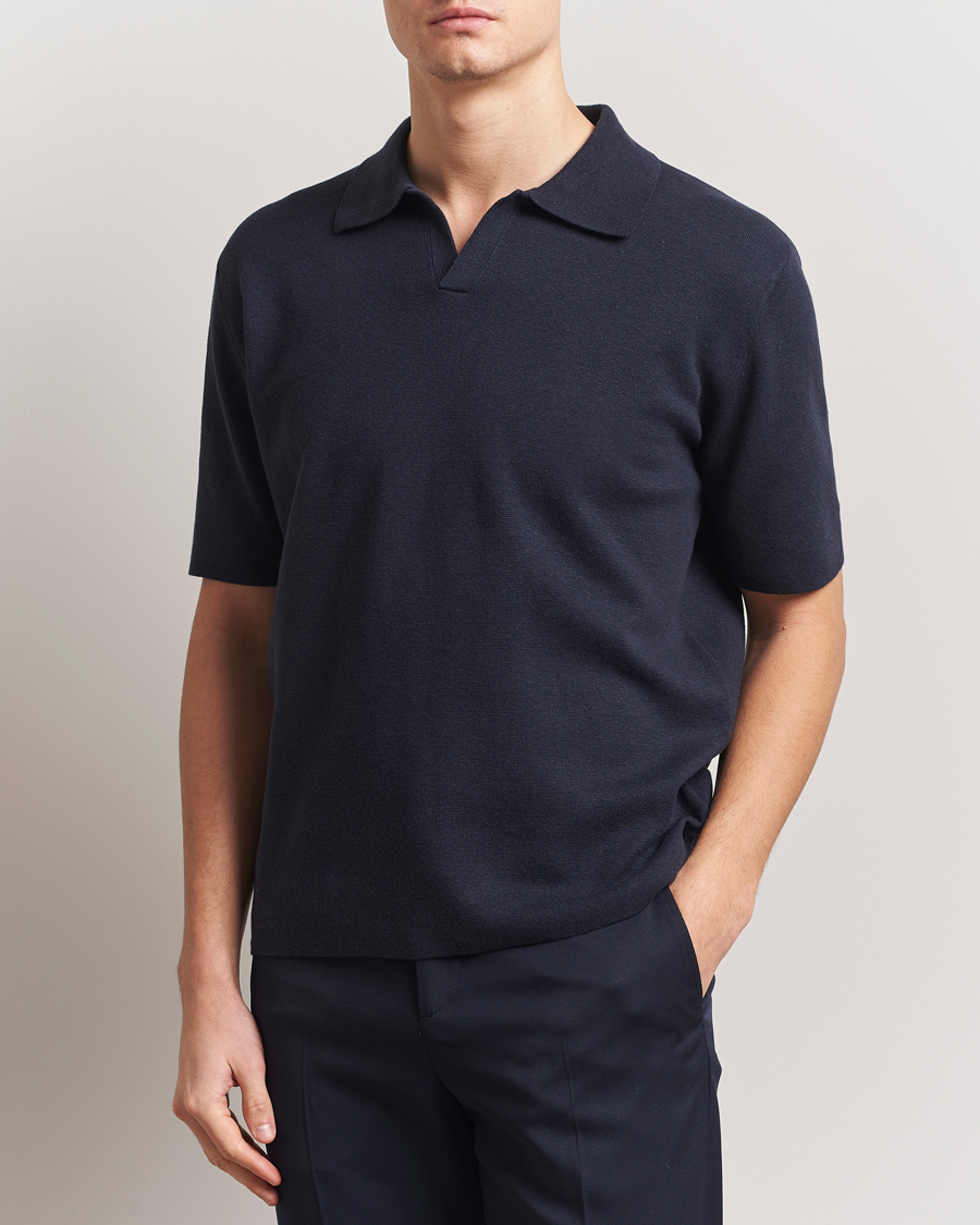 Men | Polo Shirts | Tiger of Sweden | Maelon Cotton/Linen Polo Light Ink