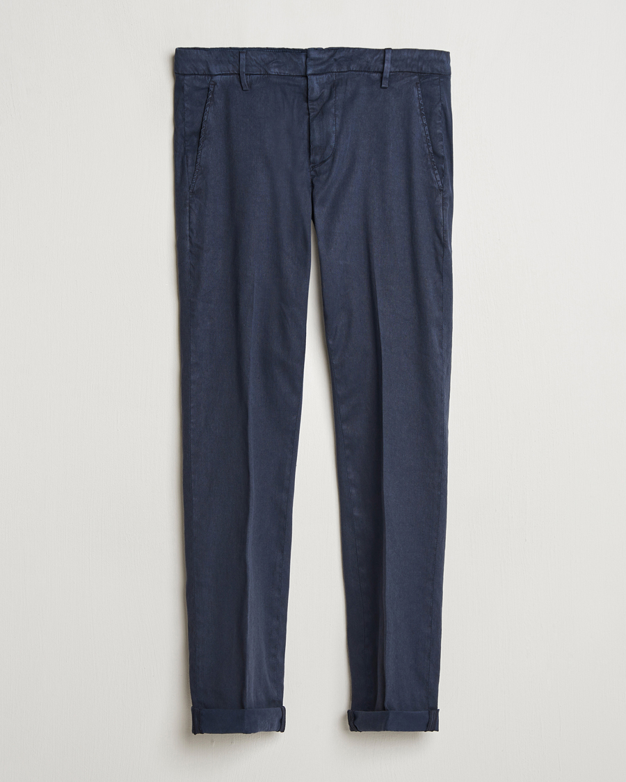 Men | Trousers | Dondup | Gaubert Linen Stretch Chinos Navy