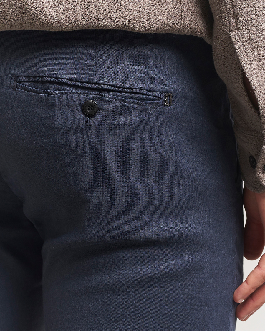 Men | Trousers | Dondup | Gaubert Linen Stretch Chinos Navy