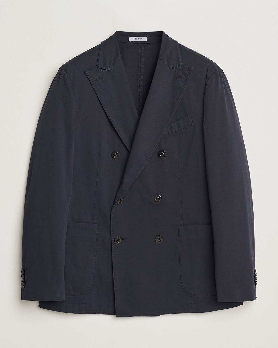 Boglioli K Jacket Double Breasted Cotton Blazer Navy at CareOfCarl.com