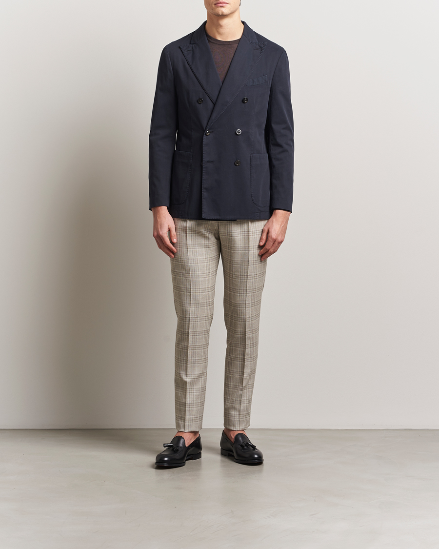Boglioli K Jacket Double Breasted Cotton Blazer Navy at CareOfCarl.com