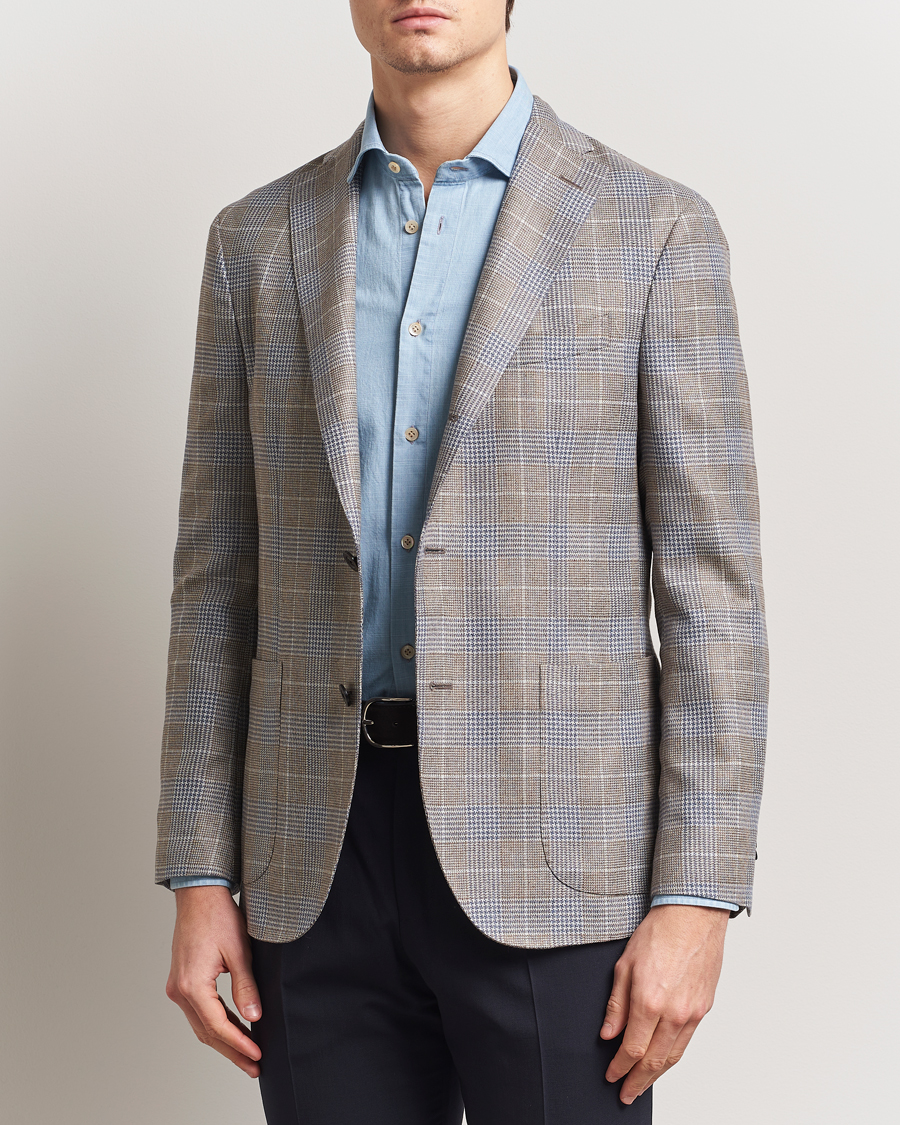 Boglioli K Jacket Prince Of Wales Blazer Blue/Beige at CareOfCarl.com