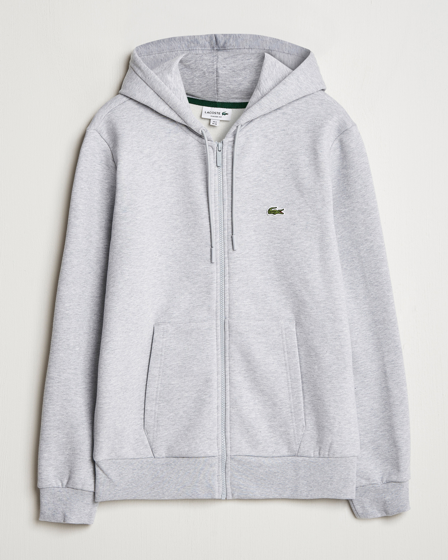 Men | Sweaters & Knitwear | Lacoste | Full Zip Hoodie Silver Chine