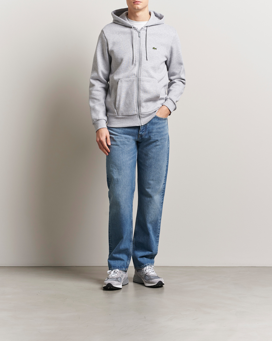 Men | Sweaters & Knitwear | Lacoste | Full Zip Hoodie Silver Chine