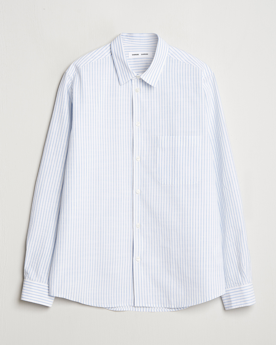 Men | Shirts | Samsøe Samsøe | Ryan Cotton Striped Shirt Blue/White