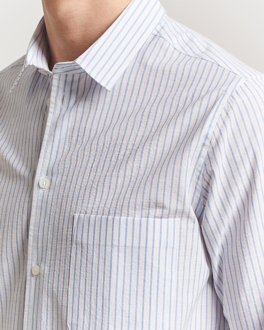 Men | Shirts | Samsøe Samsøe | Ryan Cotton Striped Shirt Blue/White