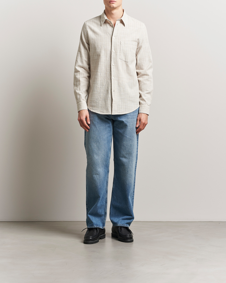 Men | Shirts | Samsøe Samsøe | Liam Cotton/Linen Striped Shirt Moonstruck