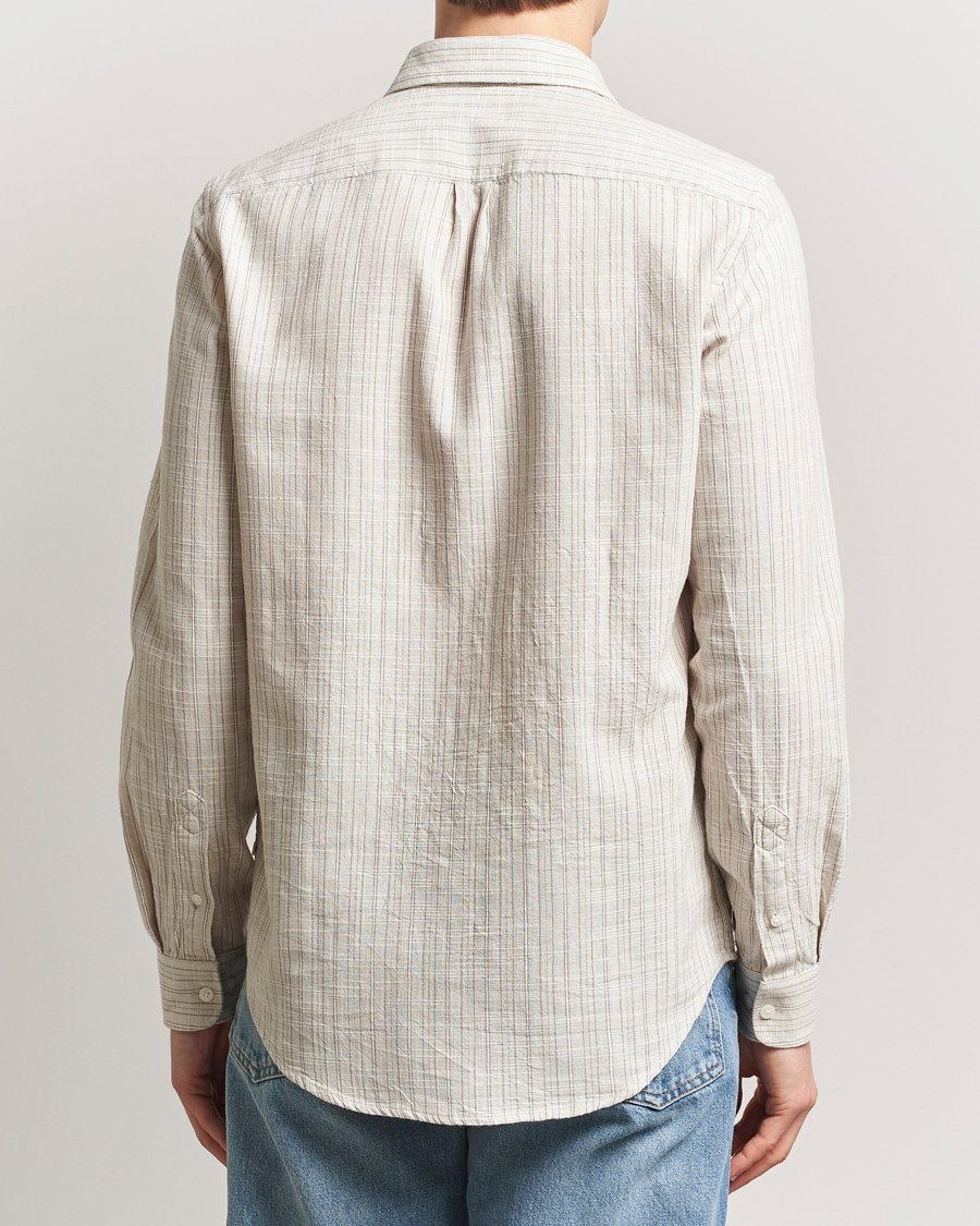 Men | Shirts | Samsøe Samsøe | Liam Cotton/Linen Striped Shirt Moonstruck