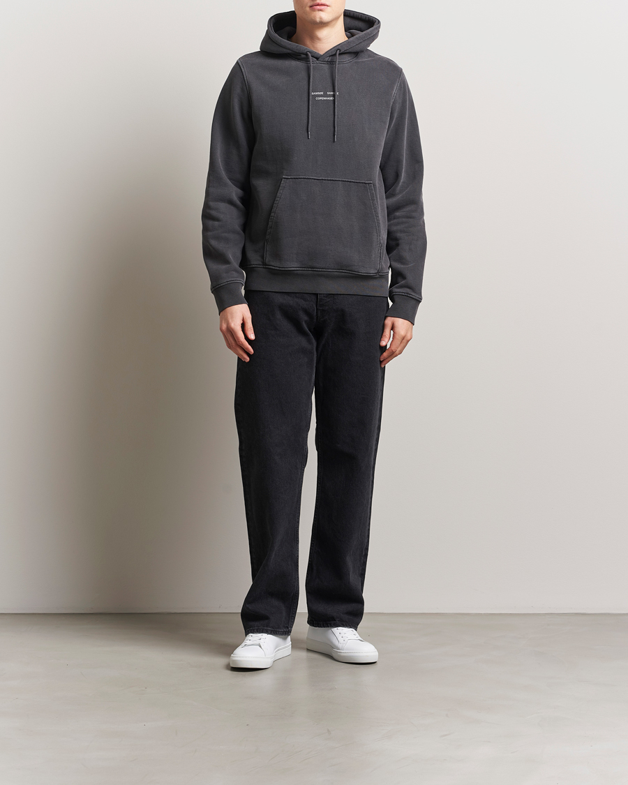 Men | Sweaters & Knitwear | Samsøe Samsøe | Marcus Center Logo Hoodie Washed Black