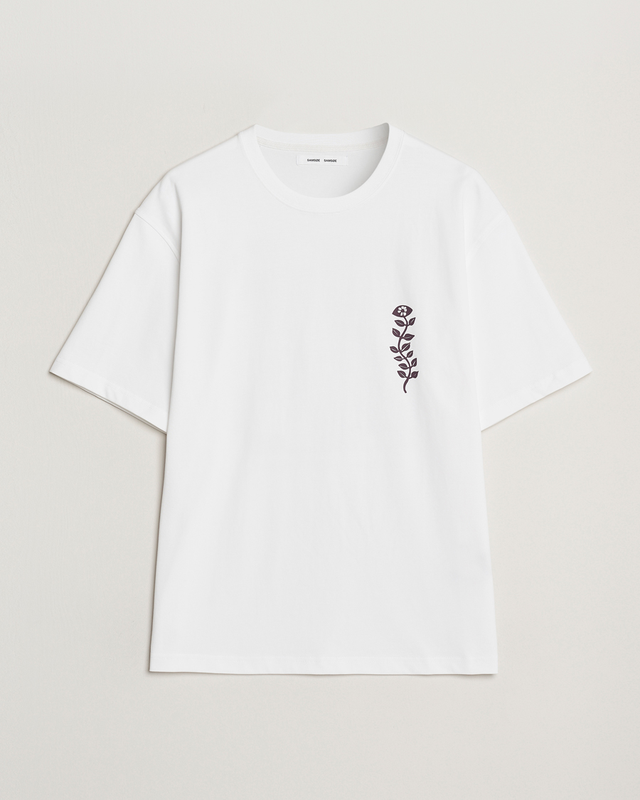 Men | T-Shirts | Samsøe Samsøe | Time Printed Crew Neck T-Shirt White