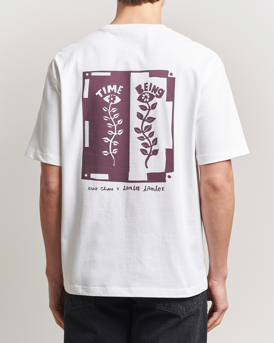 Men | T-Shirts | Samsøe Samsøe | Time Printed Crew Neck T-Shirt White