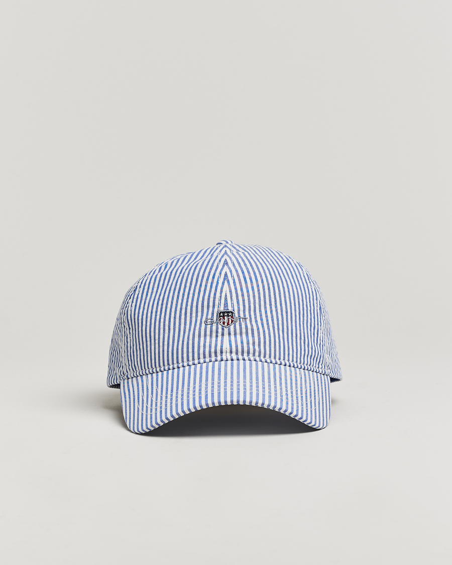 Men | GANT Striped Seersucker Cap Rich Blue | GANT | Striped Seersucker Cap Rich Blue