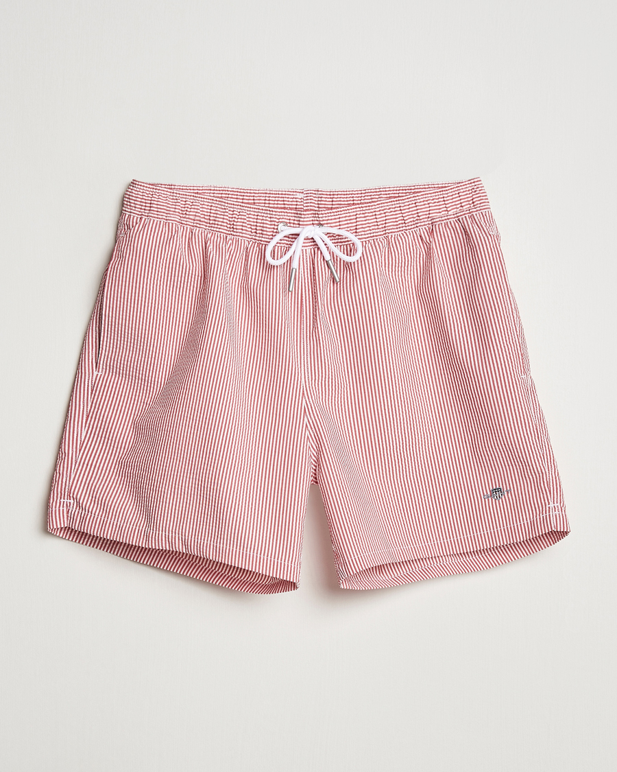 Men | Swimwear | GANT | Seersucker Swimshorts Ruby Red