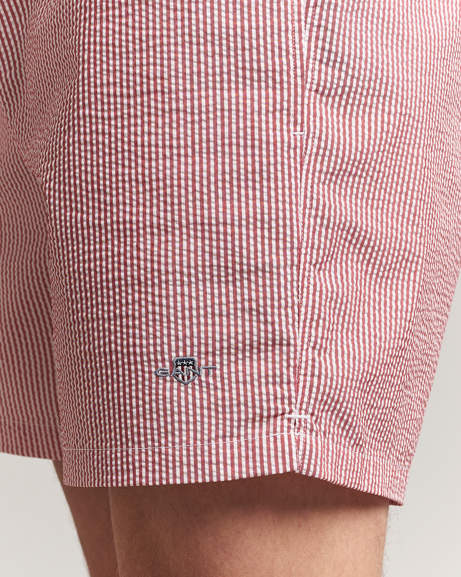 Men | Swimwear | GANT | Seersucker Swimshorts Ruby Red