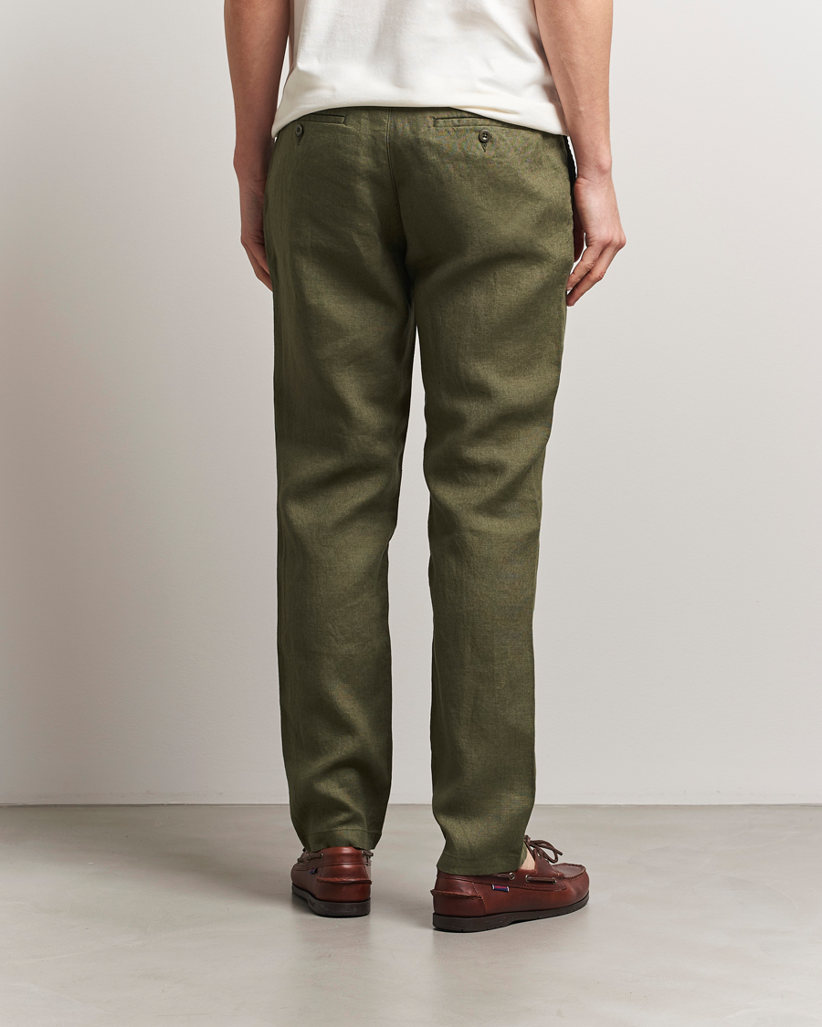 Men | Trousers | Gant | Relaxed Linen Drawstring Pants Juniper Green