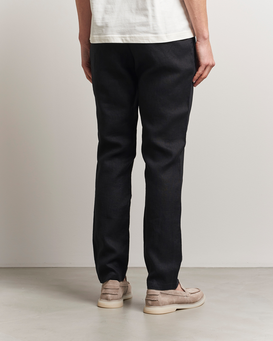 Men | Trousers | GANT | Relaxed Linen Drawstring Pants Black