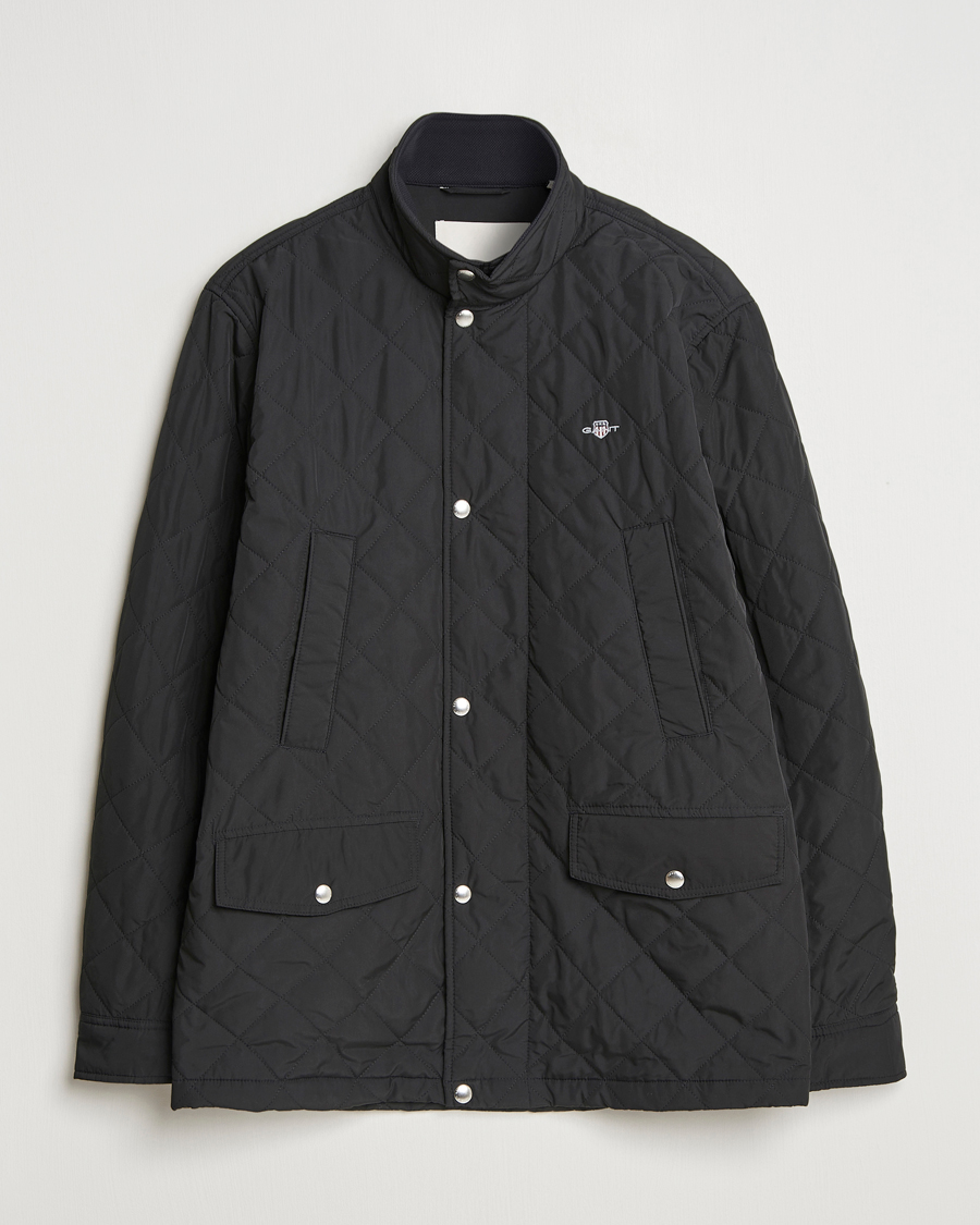 Men | Coats & Jackets | GANT | Quilted Windcheater Mid-Length Jacket Black