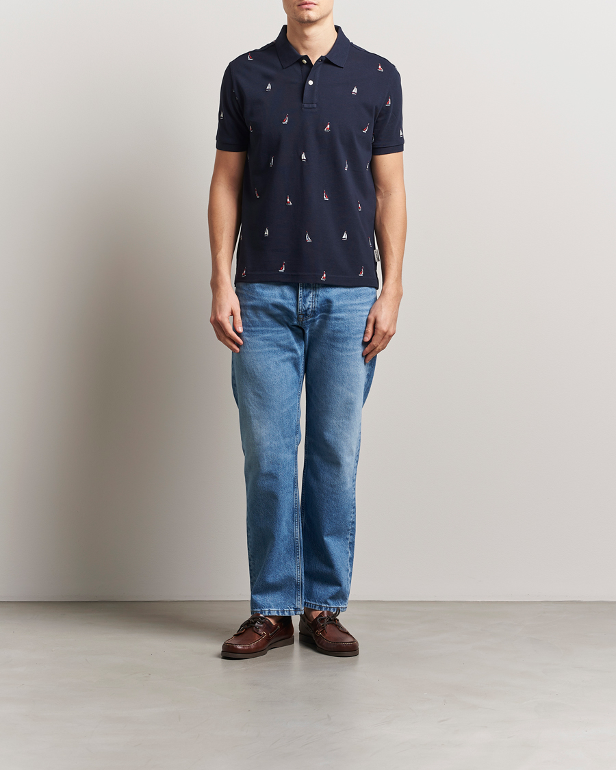 Men | Polo Shirts | GANT | Embroidered Sailing Polo Evening Blue