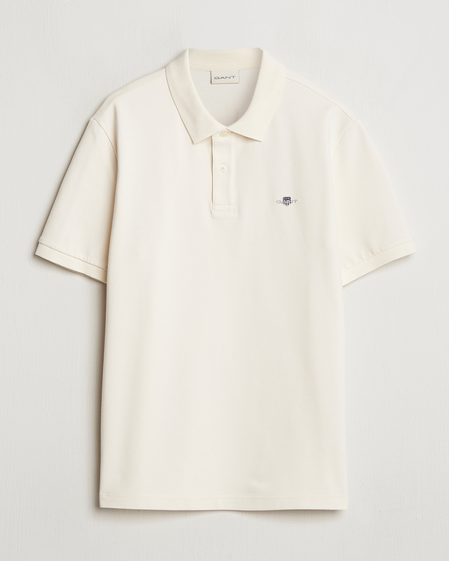 Men | Polo Shirts | GANT | Textured Polo Cream