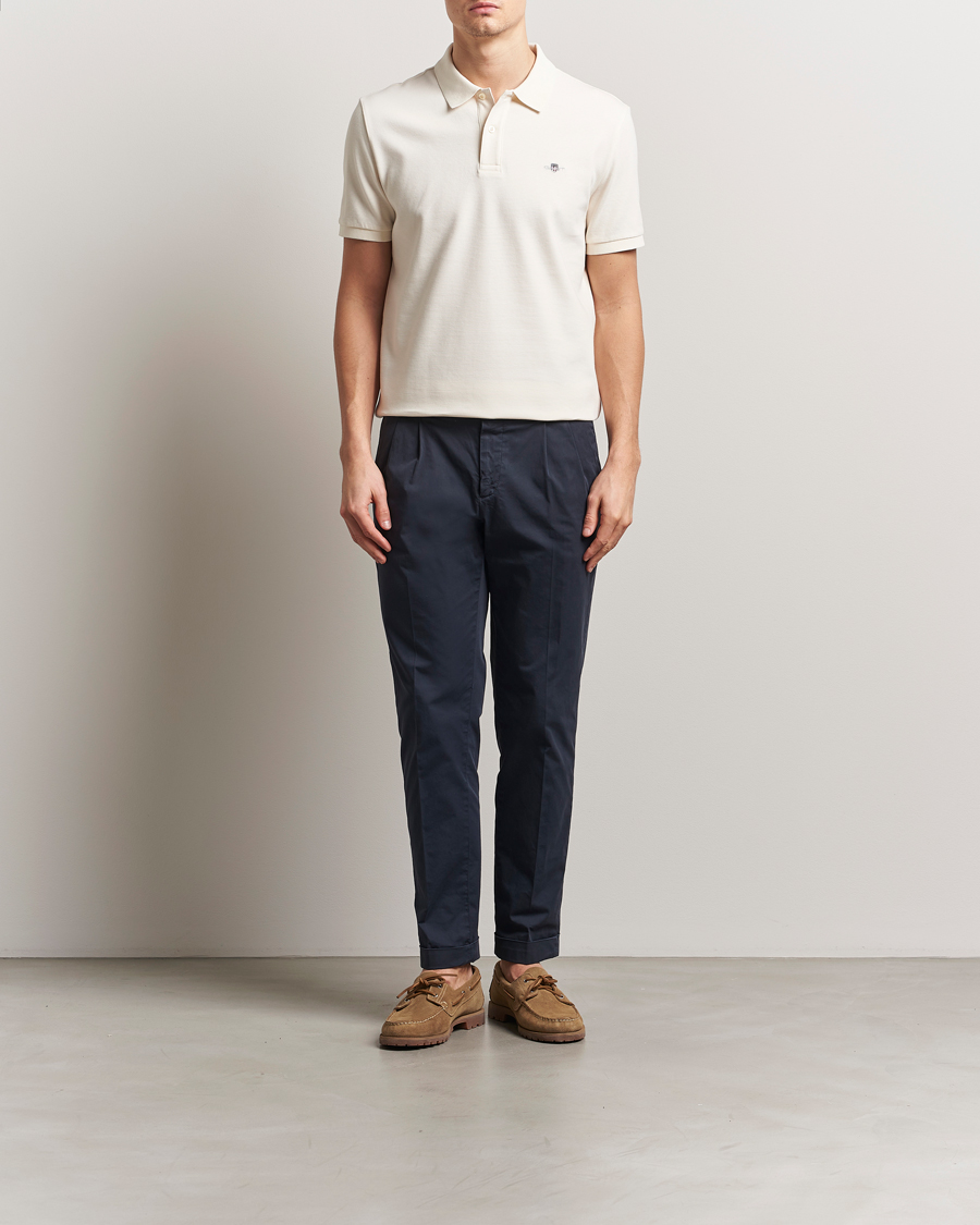 Men | Polo Shirts | GANT | Textured Polo Cream