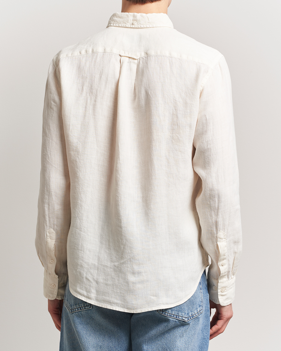 Men | Shirts | GANT | Regular Fit Garment Dyed Linen Shirt Cream