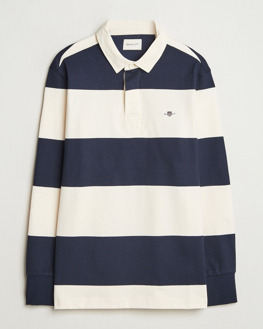 Men | Sweaters & Knitwear | GANT | Barstriped Rugger Evening Blue