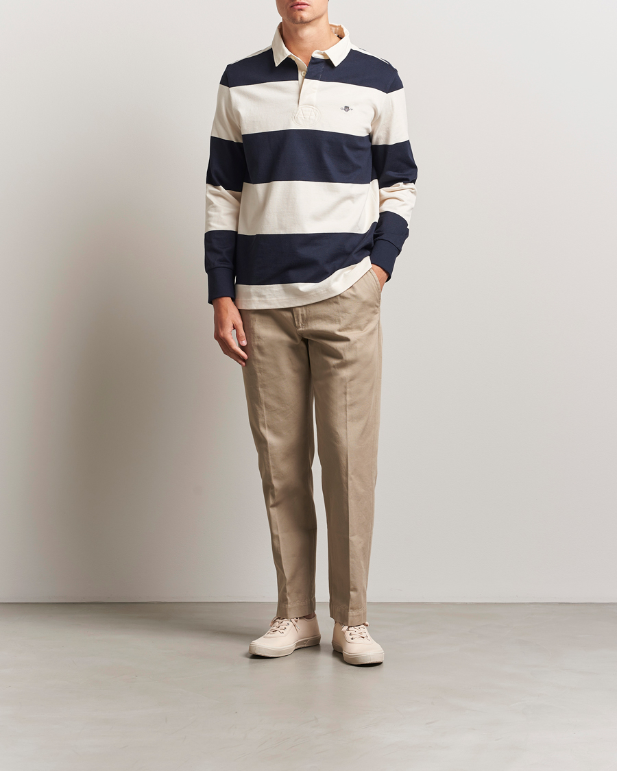 Men | Sweaters & Knitwear | GANT | Barstriped Rugger Evening Blue