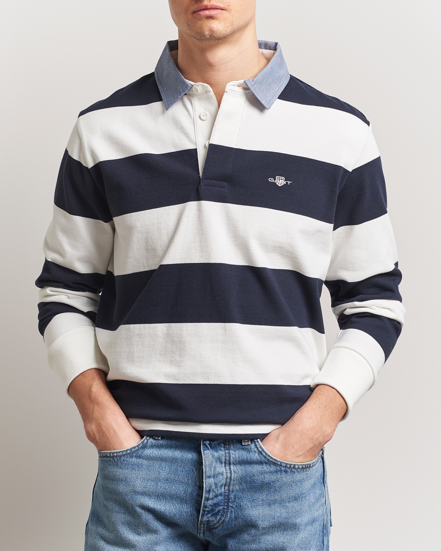 Men | Sweaters & Knitwear | Gant | Chambray Barstriped Rugger Eggshell