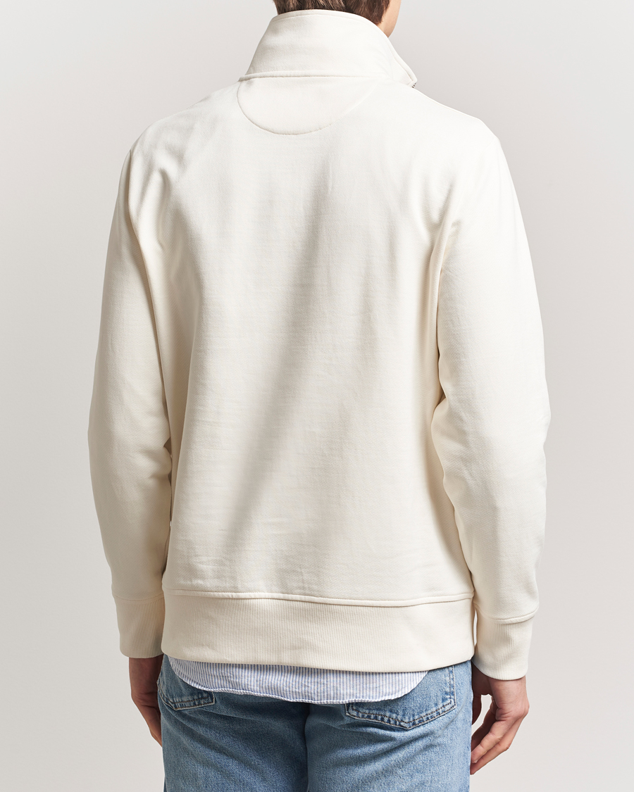 Men | Sweaters & Knitwear | GANT | Script Graphic Half Zip Sweater Cream