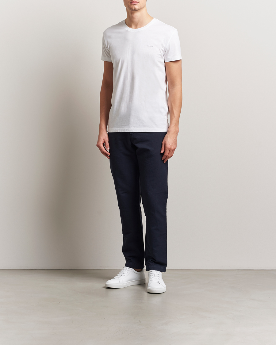 Men | T-Shirts | Gant | 2-Pack Crew Neck T-Shirt Navy/White
