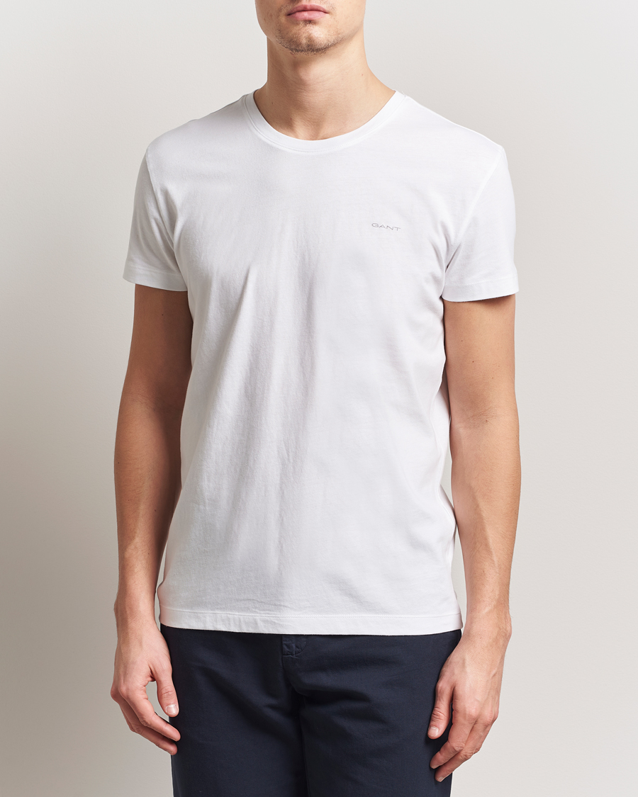 Men | T-Shirts | Gant | 2-Pack Crew Neck T-Shirt Navy/White
