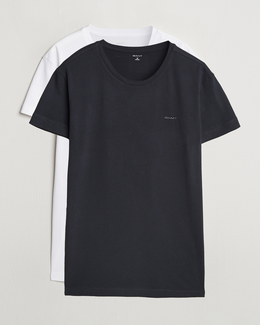 Men | T-Shirts | Gant | 2-Pack Crew Neck T-Shirt Black/White