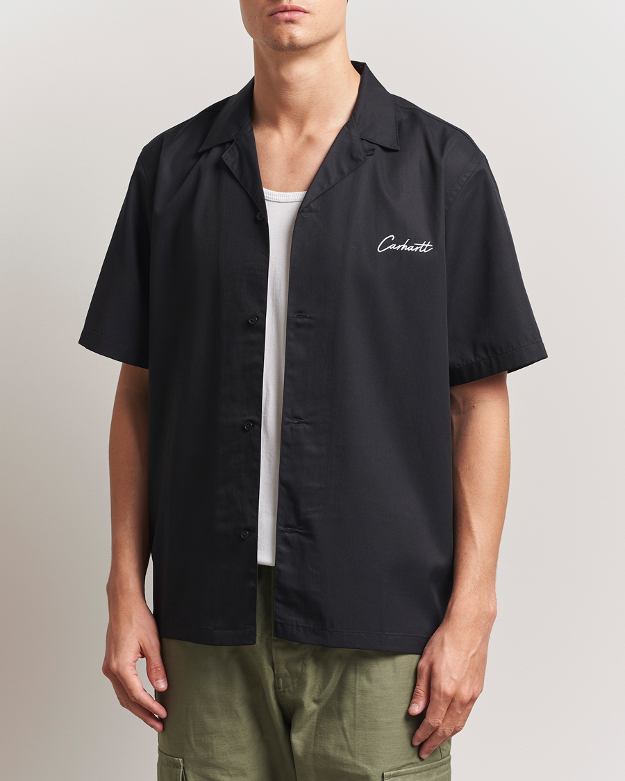 Men | Shirts | Carhartt WIP | Short Sleeve Cotton/Tencel Delrey Shirt Black/White
