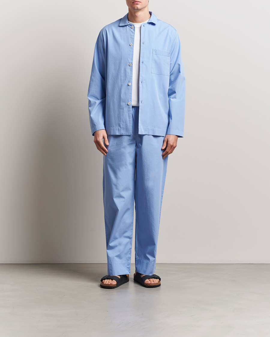 Men | Pyjamas & Robes | Tekla | Poplin Pyjama Shirt Cornflower Blue