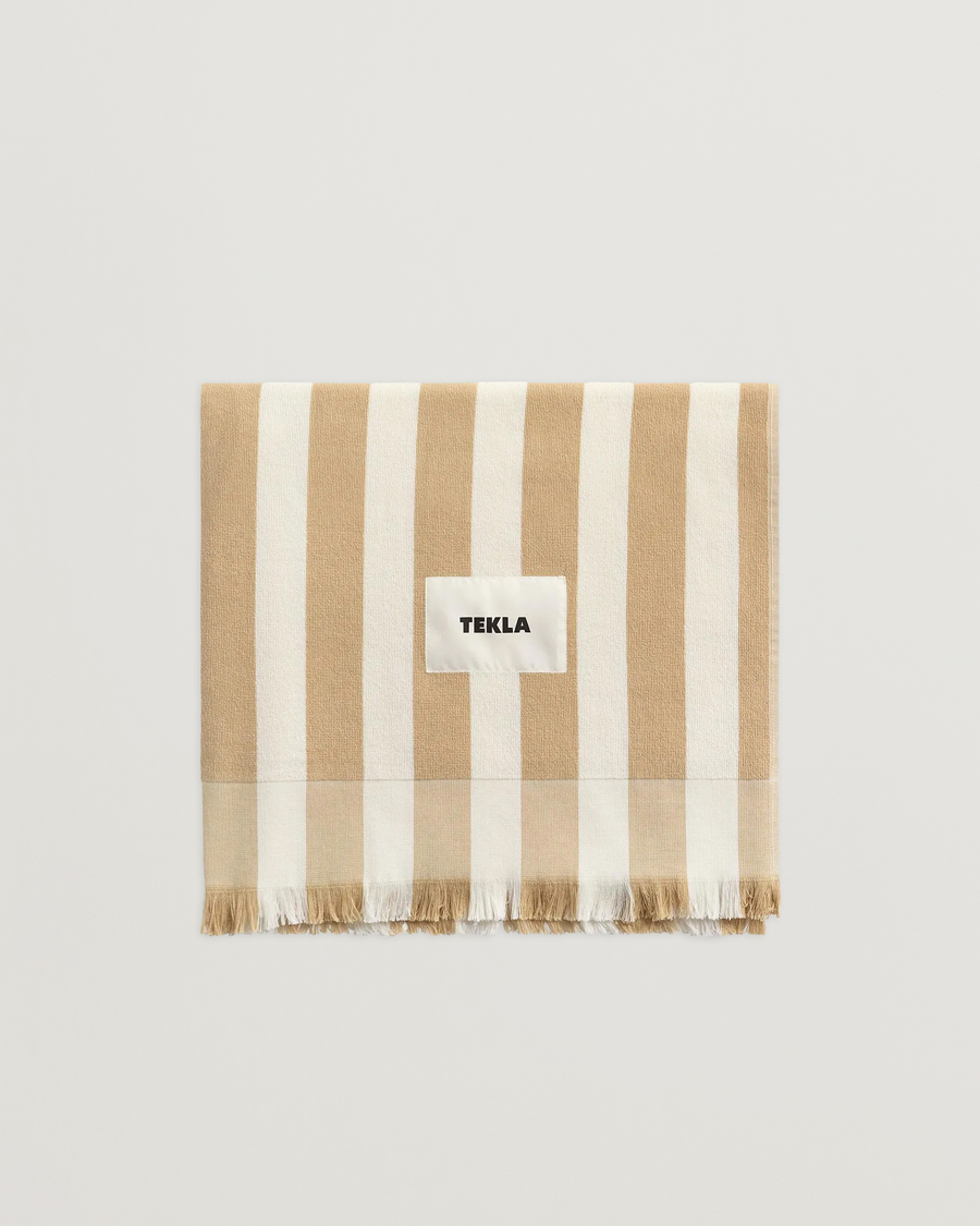 Men | Fabrics | Tekla | Organic Terry Beach Towel Almond Stripes
