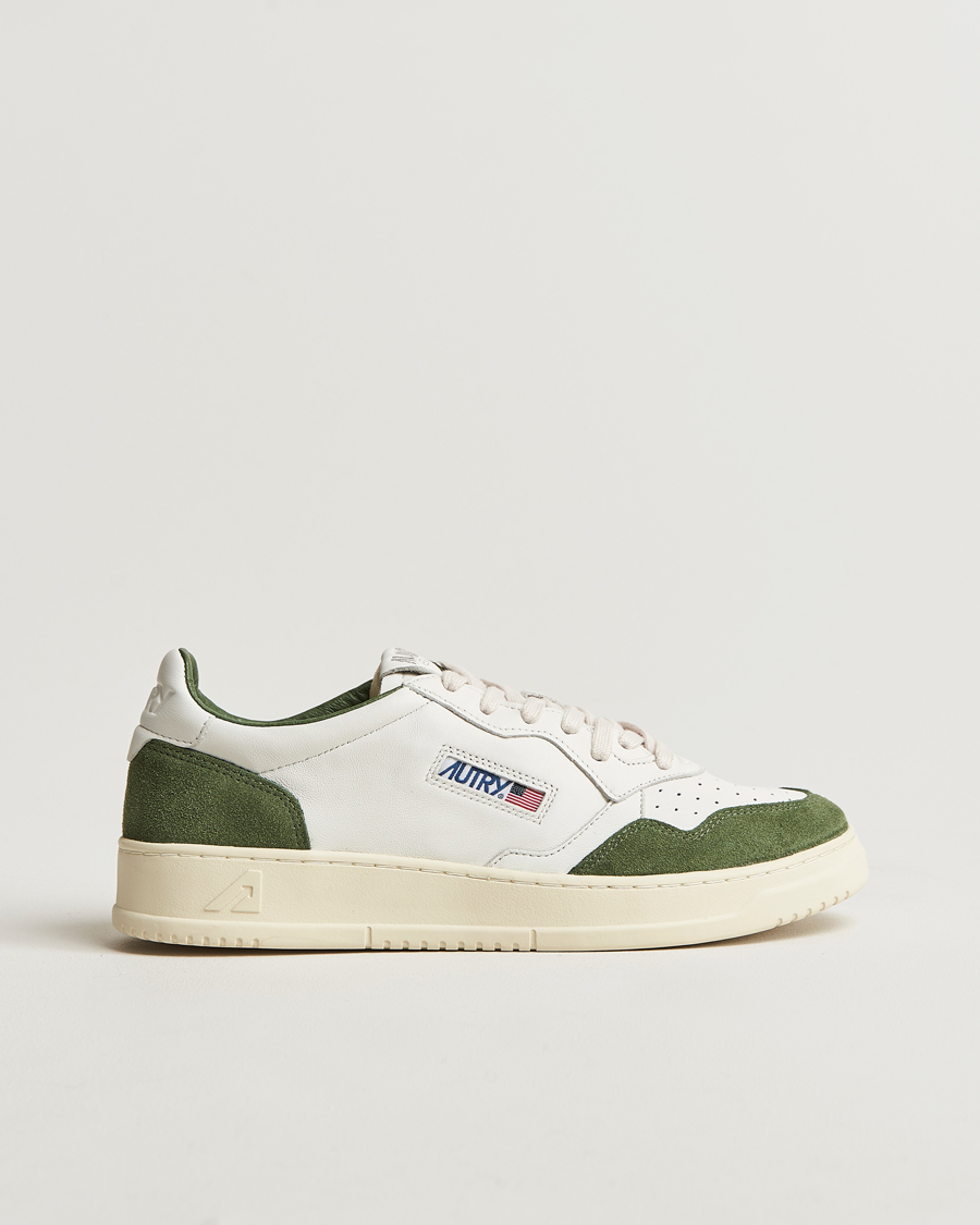 Men | Autry Medalist Low Super Soft Goat Leather Sneaker White/Green | Autry | Medalist Low Super Soft Goat Leather Sneaker White/Green