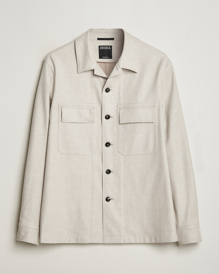 Men | Shirts | Zegna | Wool/Linen Shirt Jacket Beige