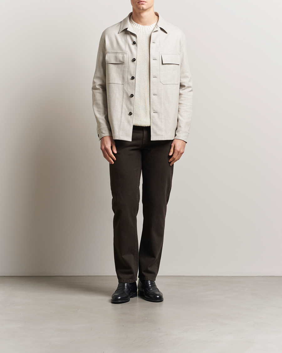 Men | Shirts | Zegna | Wool/Linen Shirt Jacket Beige