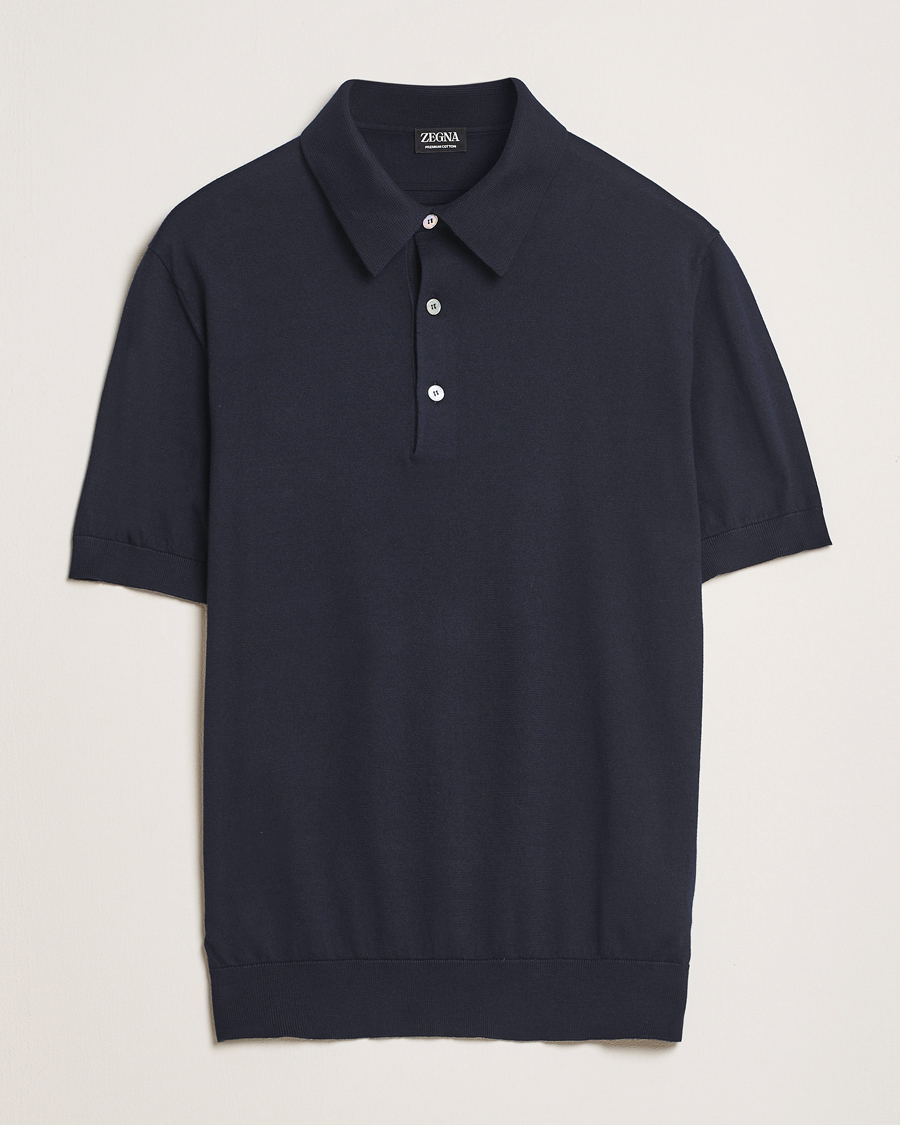 Men | Sweaters & Knitwear | Zegna | Premium Cotton Knitted Polo Navy