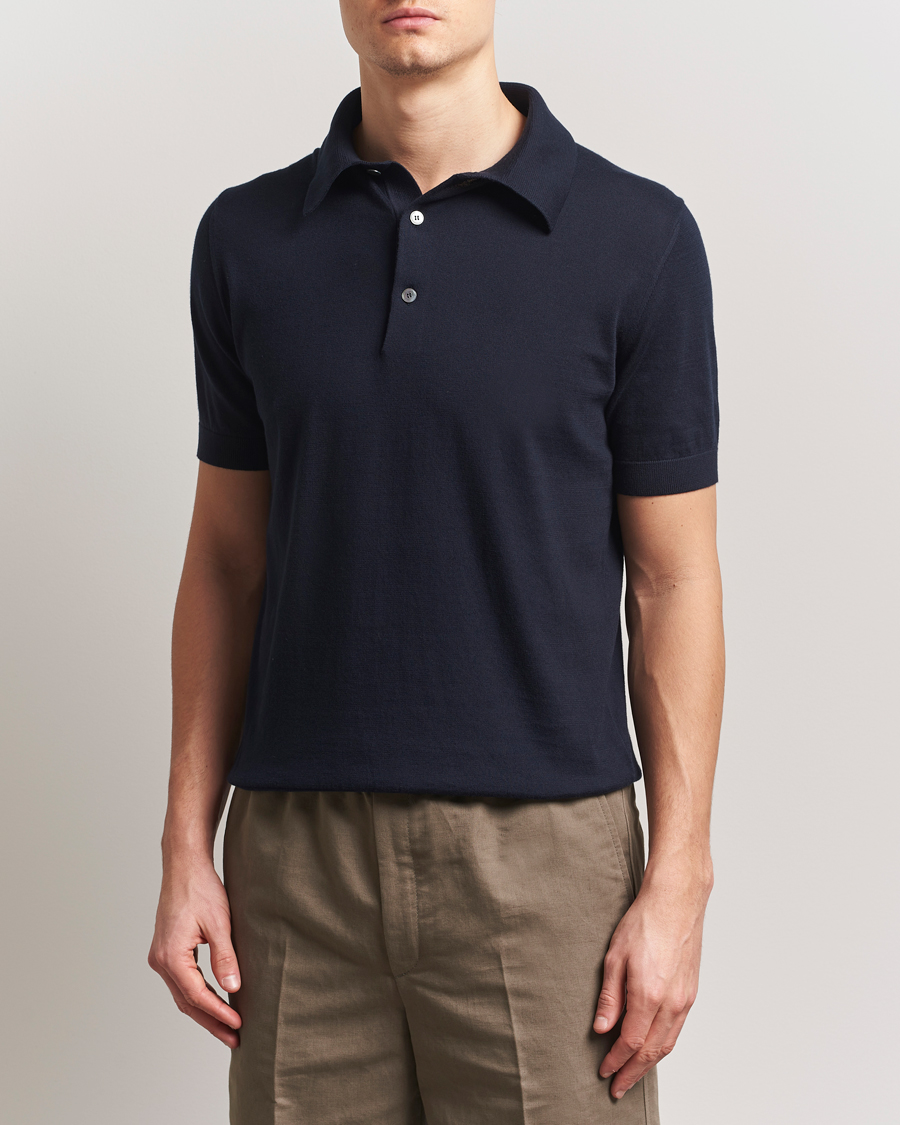 Men | Sweaters & Knitwear | Zegna | Premium Cotton Knitted Polo Navy