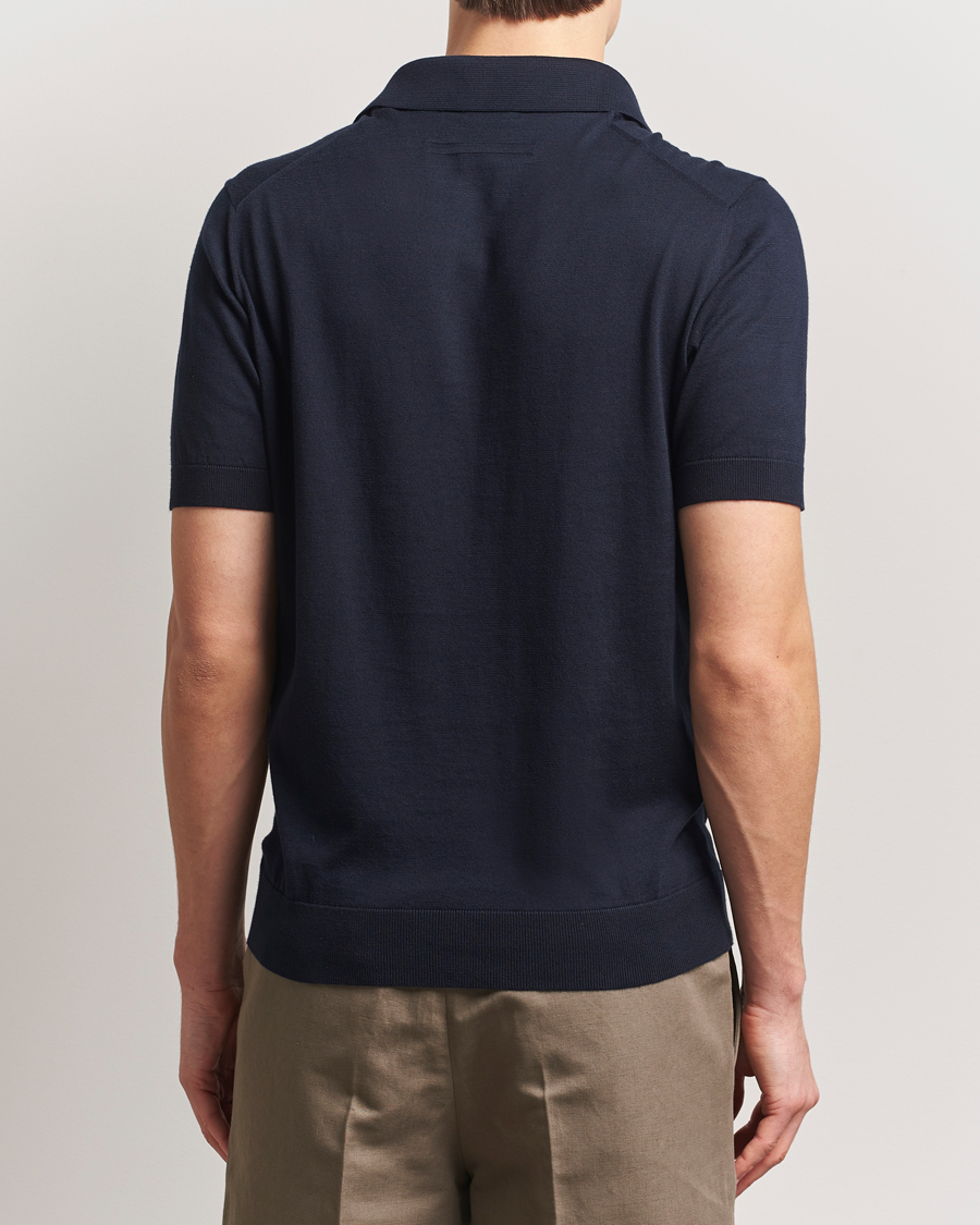 Men | Sweaters & Knitwear | Zegna | Premium Cotton Knitted Polo Navy