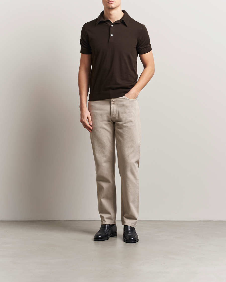 Men | Trousers | Zegna | 5-Pocket Marbled Denim Pants Beige