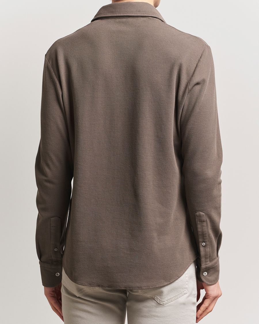 Men | Sweaters & Knitwear | Zegna | Cotton Piquet Long Sleeve Polo Brown